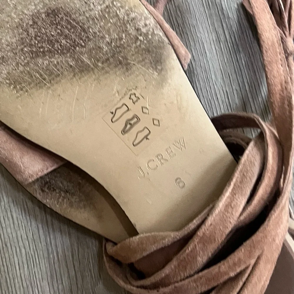 J. Crew Suede Lace Up Tassel Sandals (6) - Picture 2 of 4